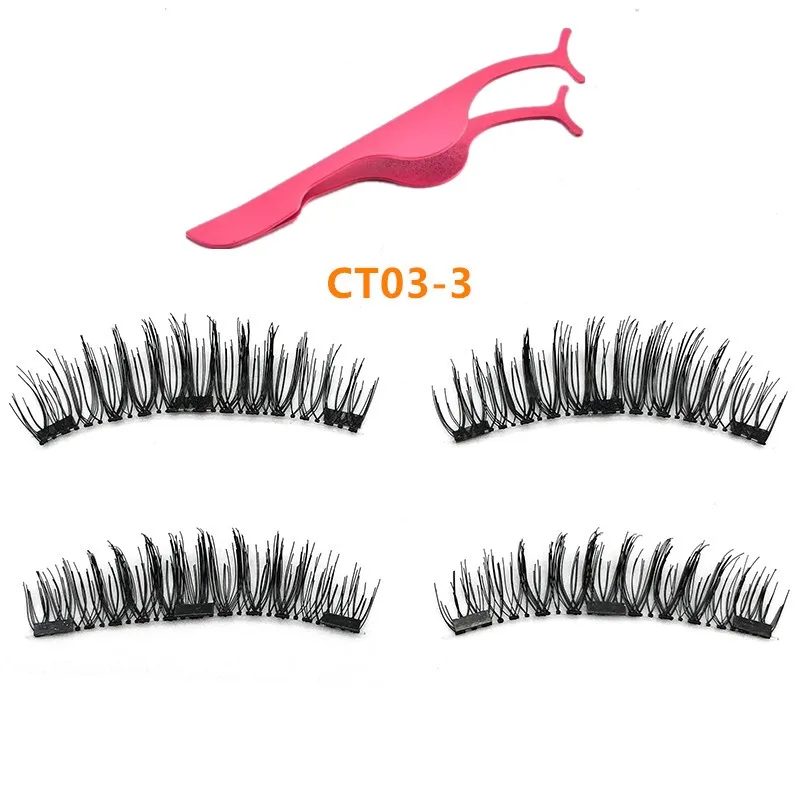 

Magnetic eyelashes with 3 magnets Natural handmade handlash false eyelashes Eyelash applicator 24P-3-N