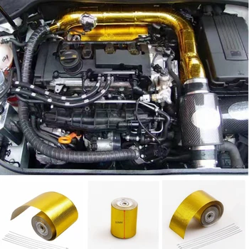 

1 Roll 5/9/10m Universal Self Adhesive Reflective High Temperature Heat Shield Wrap Tape Sticker 50mm Golden