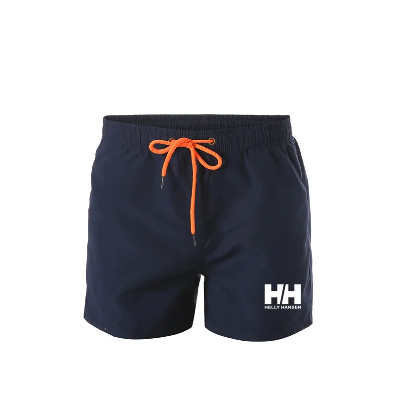 

Summer Men's Helly Hansen Printed Shorts Casual Mid Waist Beach Shorts Solid H Straight Drawstring Shorts Four Colors M-3XL