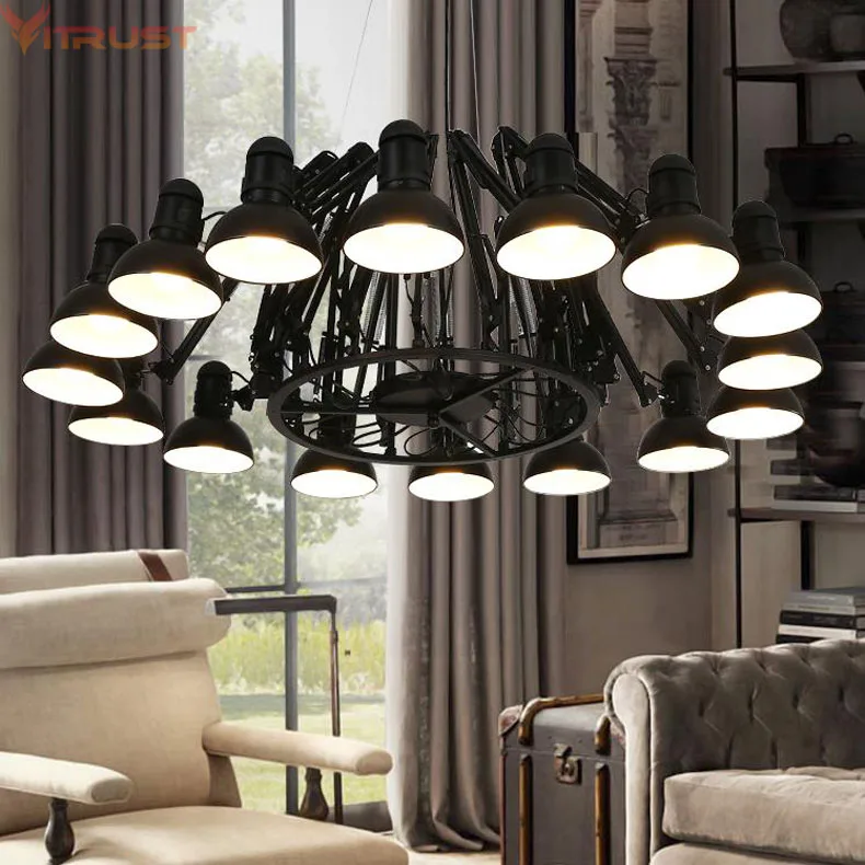 

Vitrust Spider Pendant Lights Industrial lamps Modern Hanging Lamps Remote Controller Bar Cafe Retractable Art deco Black White