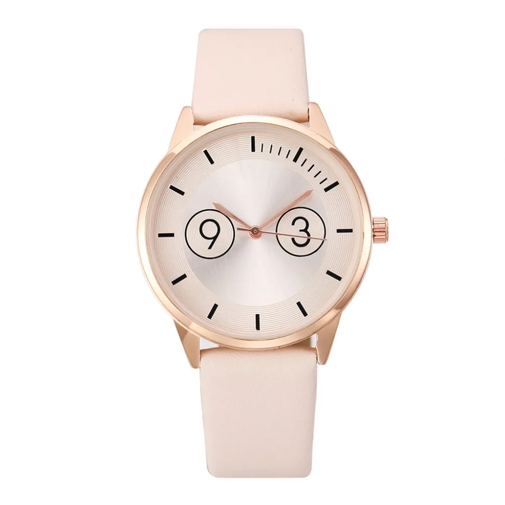 Teenage Style Cute Circle Digital Pattern Simple Women\'S Watches Minimalism Featured Clock Mechanism Large Quartz Watch