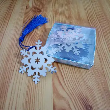 

400 PCS Metal Satin Tassels Snow Bookmark Snowflake Bookmarks Wedding Favors Party Gifts