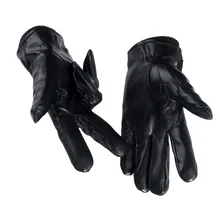 1 пара мужских зимних кожаных перчаток, модные Нескользящие Теплые осенние уличные перчатки с сенсорным экраном, ветрозащитные варежки для вождения