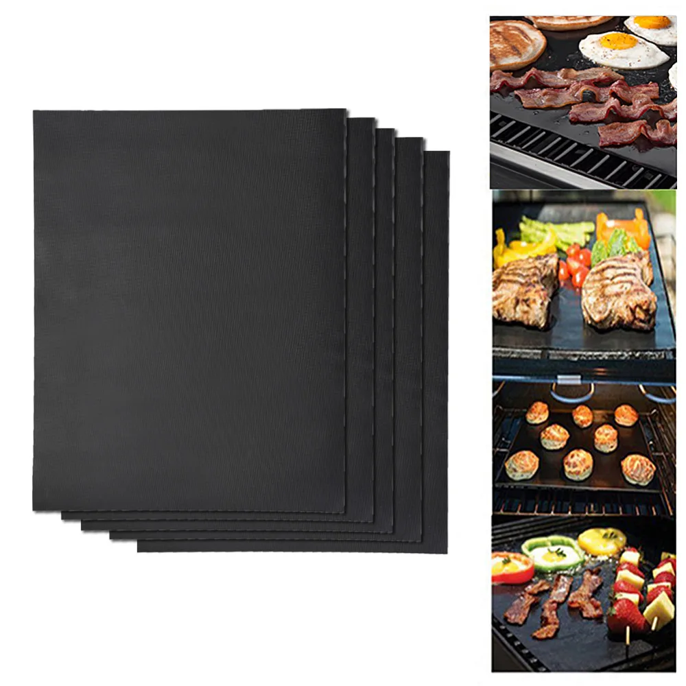 

5Pcs Outdoor Fry Cooking Thick ptfe Barbecue Grill Mat non-stick Reusable 40*33cm BBQ Grill Mats Sheet Grill Foil BBQ Liner