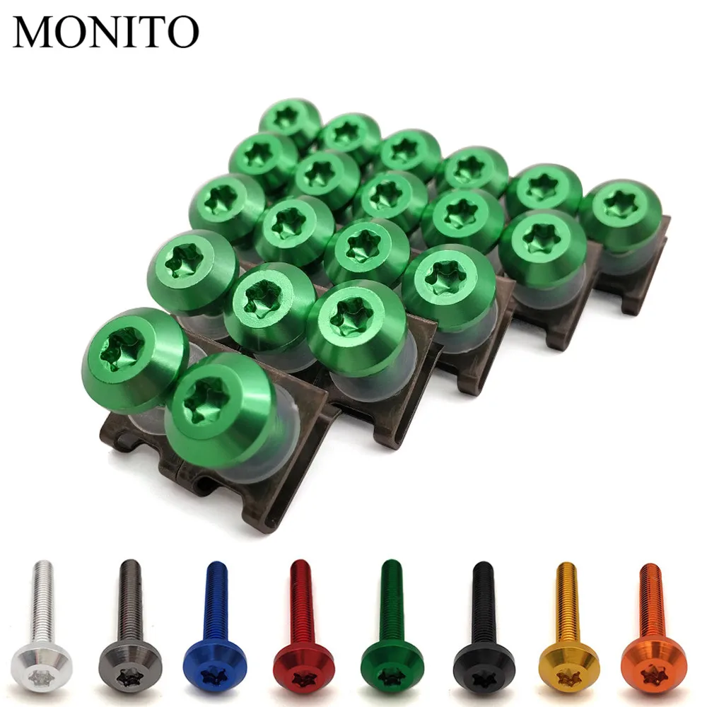 

20pcs For KAWASAKI Z750S Z750 ZX6 ZX9R ZXR400 ZZR600 Z1000 ZX10R Motorcycle Custom Fairing Body Bolt Screw Spring Bolts Nuts M6
