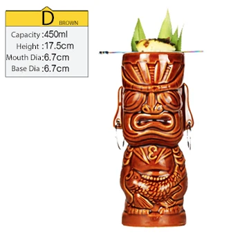 Hawaii-Themed Ceramic Tiki Beverage Mug
