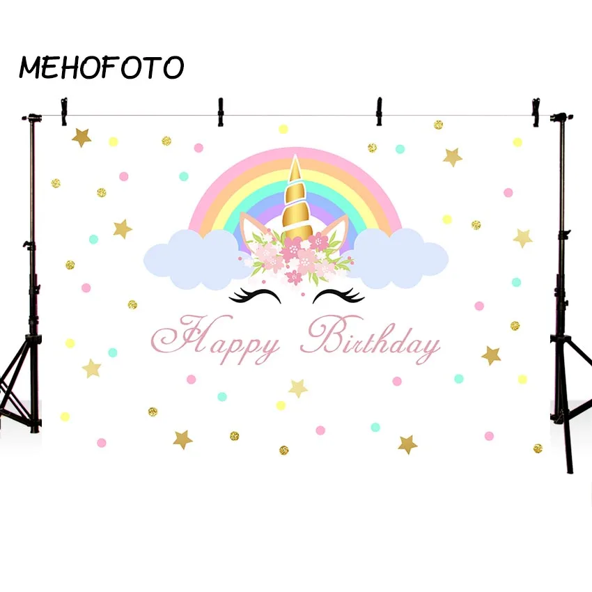 Фон с единорогом MEHOFOTO для фотосъемки на день рождения фон изображением радуги