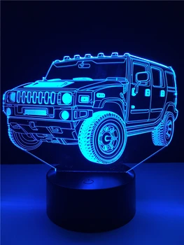 

Cool Car Jeep 3D Lamp LED USB Mood Night Light Multicolor Luminaria Change Table Desk Portable Kid Toy Gift Bedside Hologram