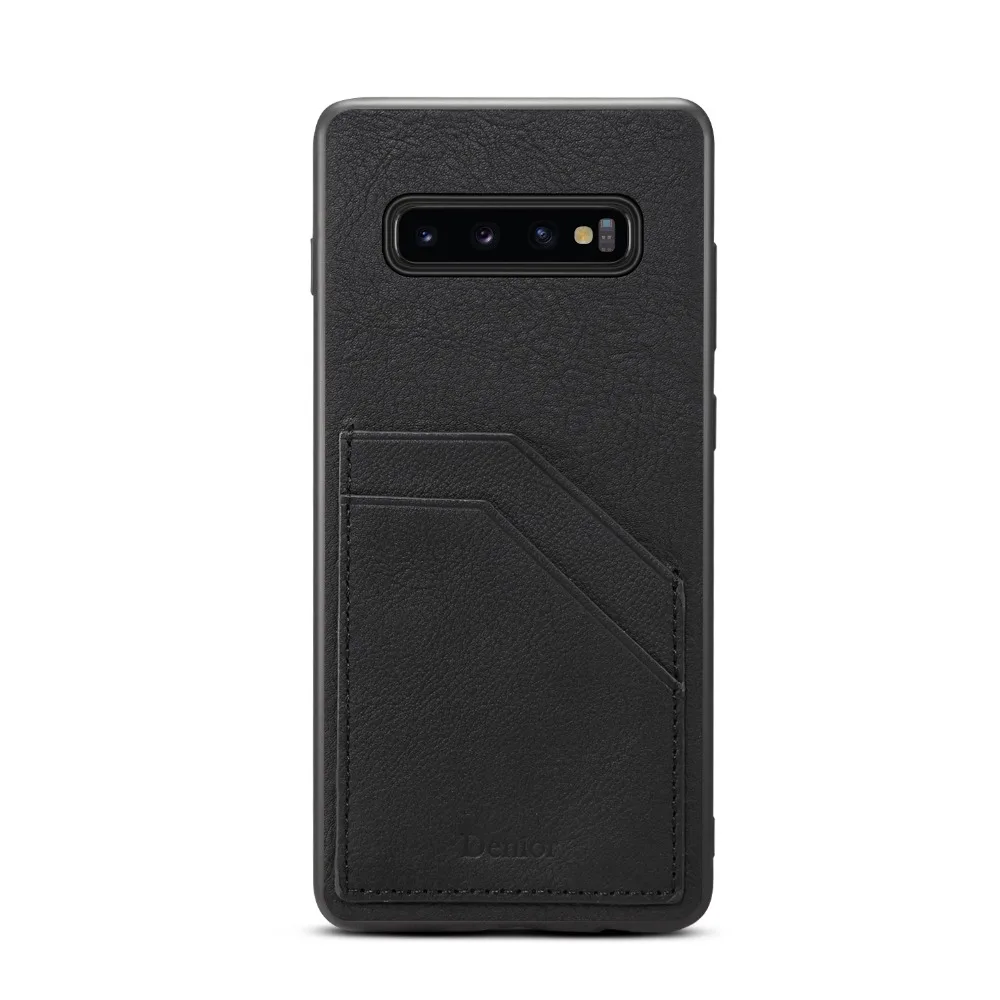 Genuíno de Luxo Negócio com Slots Case para Samsung Couro Estilo Cartão Telefone Volta Galaxy S10 Plus Nota 9 Capa 10 com slots cartão telefone volta caso para