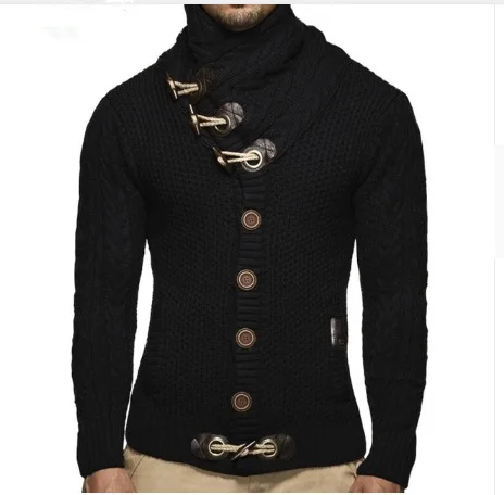 Осенне-зимний модный Повседневный кардиган, свитер, пальто для мужчин, свободный крой, терилен, теплая вязаная одежда, свитер, пальто для мужчин 4xl - Цвет: Black