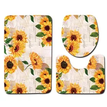 Комплект одежды из 3 предметов пены памяти Подсолнухи печати Ванная комната коврик Нескользящая Абсорбент коврики для туалет ванна душ и ванная комната