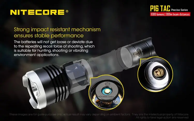 Nitecore P16 TAC 1000 люмен CREE XM-L2 U3 светодиодный тактический фонарь для охоты с аккумулятором 2600 мАч и зарядным устройством um10