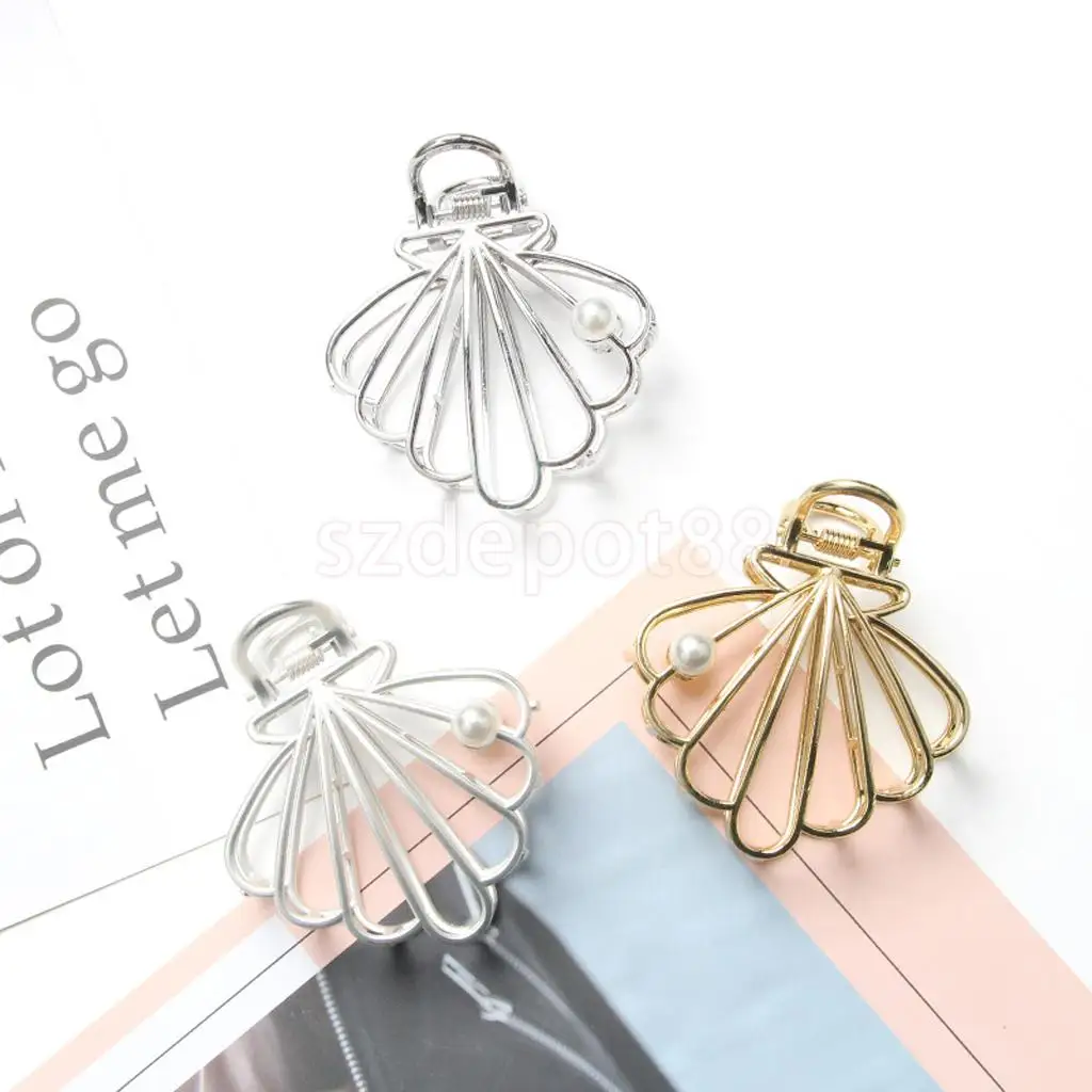 

Fashion Women's Seashell Design Hollow Metal Hair Claw Clamp Grip Hair Clip Ponytail Holders Hair Accessories