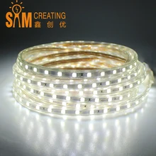 Led strip 60leds/m 5050 flexible light 1M/2M/3M/4M/5M/6M/7M/8M/9M/10M/15M/20M AC220V LED tape Waterproof led light+ Power Plug