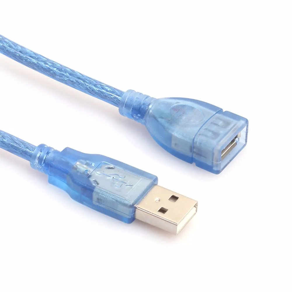 30 см высокоскоростной USB 2,0 удлинитель прозрачный синий мужчин и женщин USB удлинитель медный сердечник удлинитель