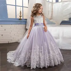 Платье с бантом для девочек платье для девочек с цветочным принтом украшенное бисером бальное платье с аппликацией на шнуровке платье для