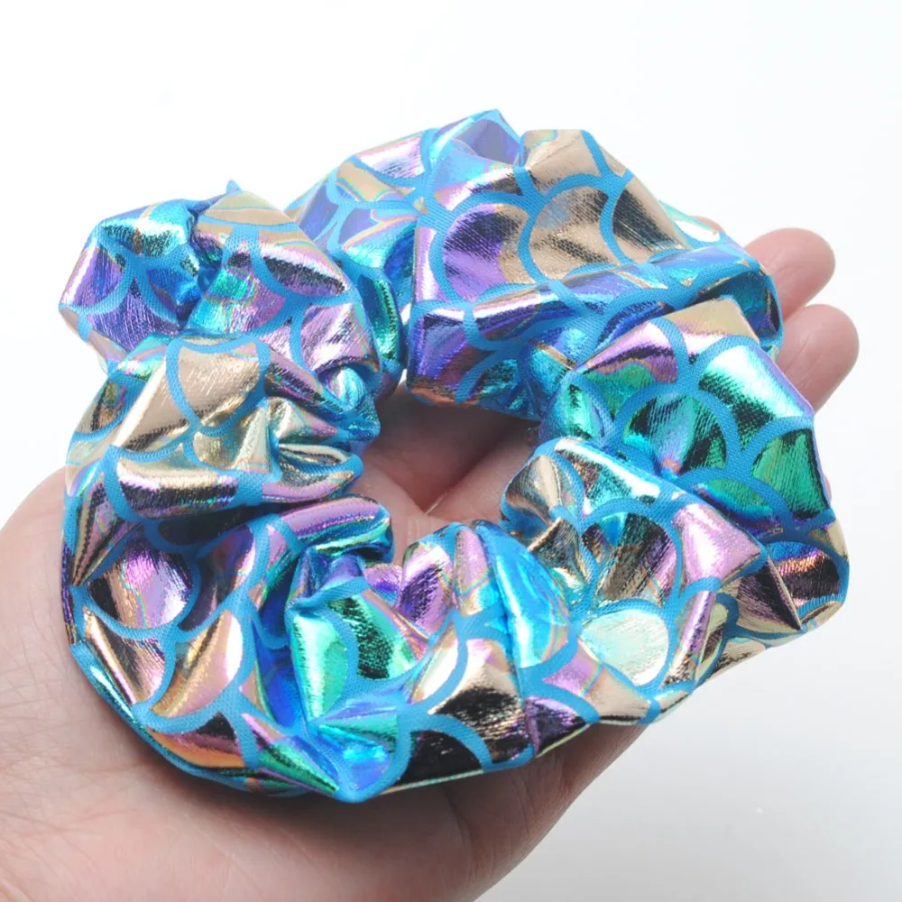 Hair Scrunchies 6Pieces Glitter Bling Metalic Large Hair Scrunchies Women Dancing Bun Hair Ties Holder Ropes For Women Accessories