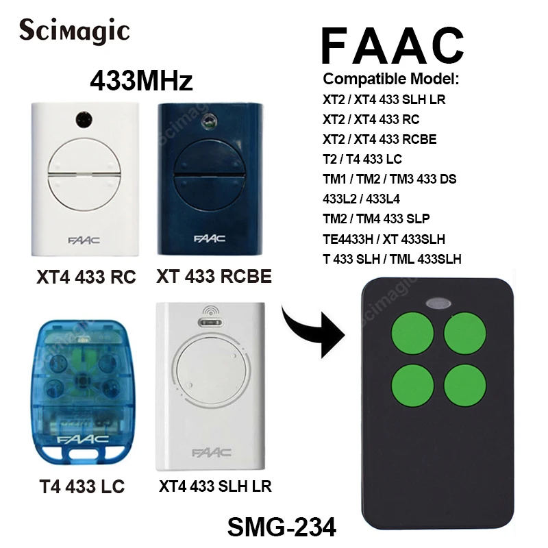 

5x FAAC Garage door Remote Control 433 MHz 868 MHz command handheld transmitter FAAC XT2 433 RC / T2 868 SLH gate control opener