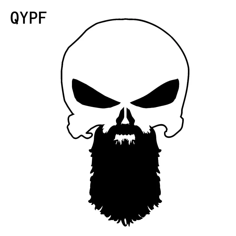

QYPF 10.1*16.3CM Interesting Beard Punisher Skull Graphic Car Sticker Black Silver Vinyl C16-0187
