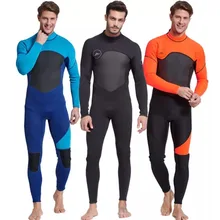 Combinaison de plongée à manches longues en néoprène de 3mm, costume de plongée à manches longues pour hommes, idéal pour natation/plongée sous-marine/Snorkeling/surf Orange