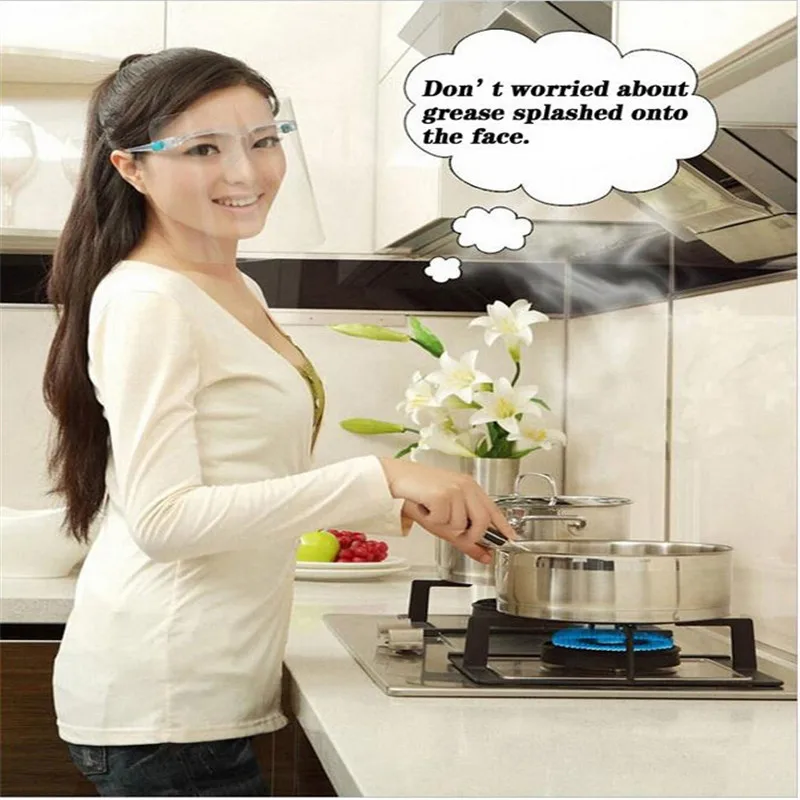 Kitchen cooking grease proofing mask cooking oil spilled fume can mask face protection transparent