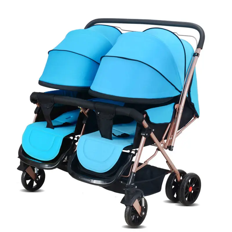 2017 высококачественные близнецов Детские коляски poussette двойной мест ребенка тележка Портативный складной может сидеть и лежат Детские
