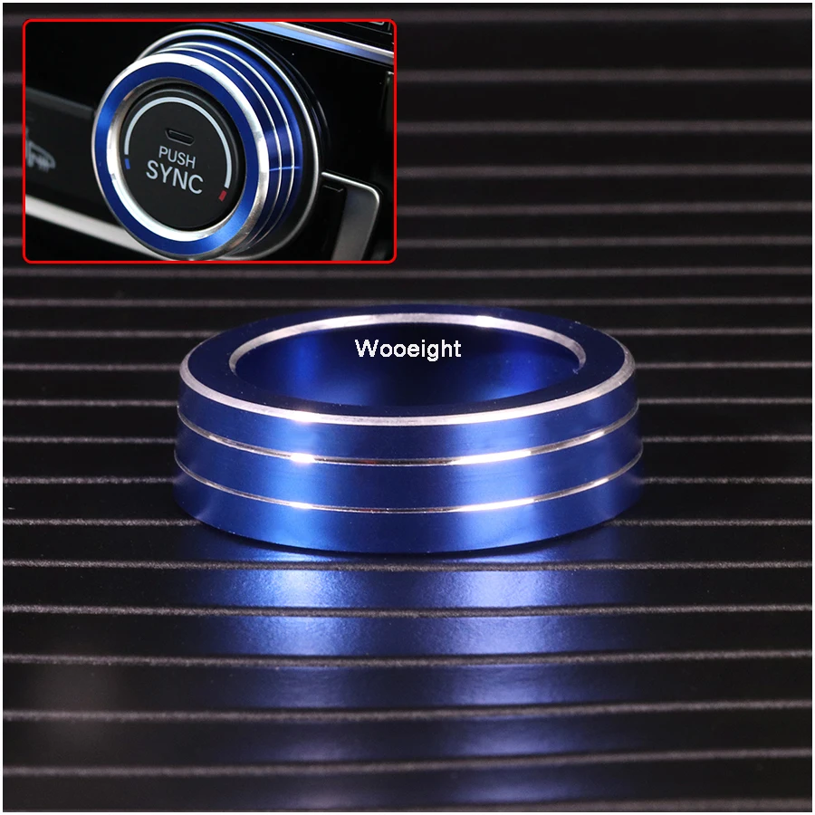 2Pcs BlueRedGold Aluminum Alloy AC Switch Button Cover Air Condition Climate Control Ring Knob Trim For Honda Civic 2016 2017 (7)