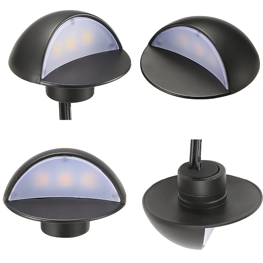 

1 Piece 50mm 12V 1.6W IP67 Black Half Moon Outdoor Garden Yard Pathway Plinth Corner LED Deck Stairs Step Fence Post Lights Kit