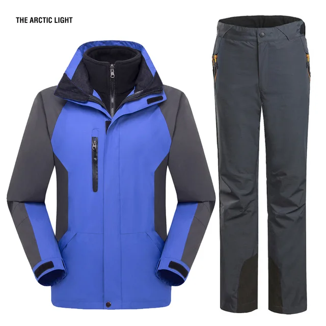 THE ARCTIC LIGHT Ski Jacket And Pants Suit Hiking Camping Climbing Waterproof Windproof Thermal Thicken Coat And Trousers Set