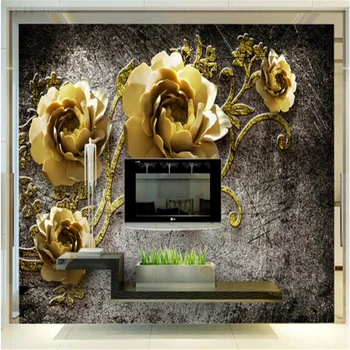 

beibehang Custom 3D photo wallpaper home decor home and rich relief peony flower vine TV background wall wallpaper for walls 3 d