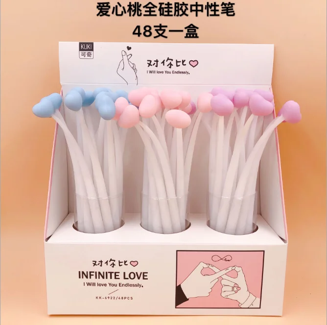 

48pcs Gel Pens Kawai Love cherry blossom black gel-ink Pen Student pens for writing Cute stationery office school supplies 0.5mm