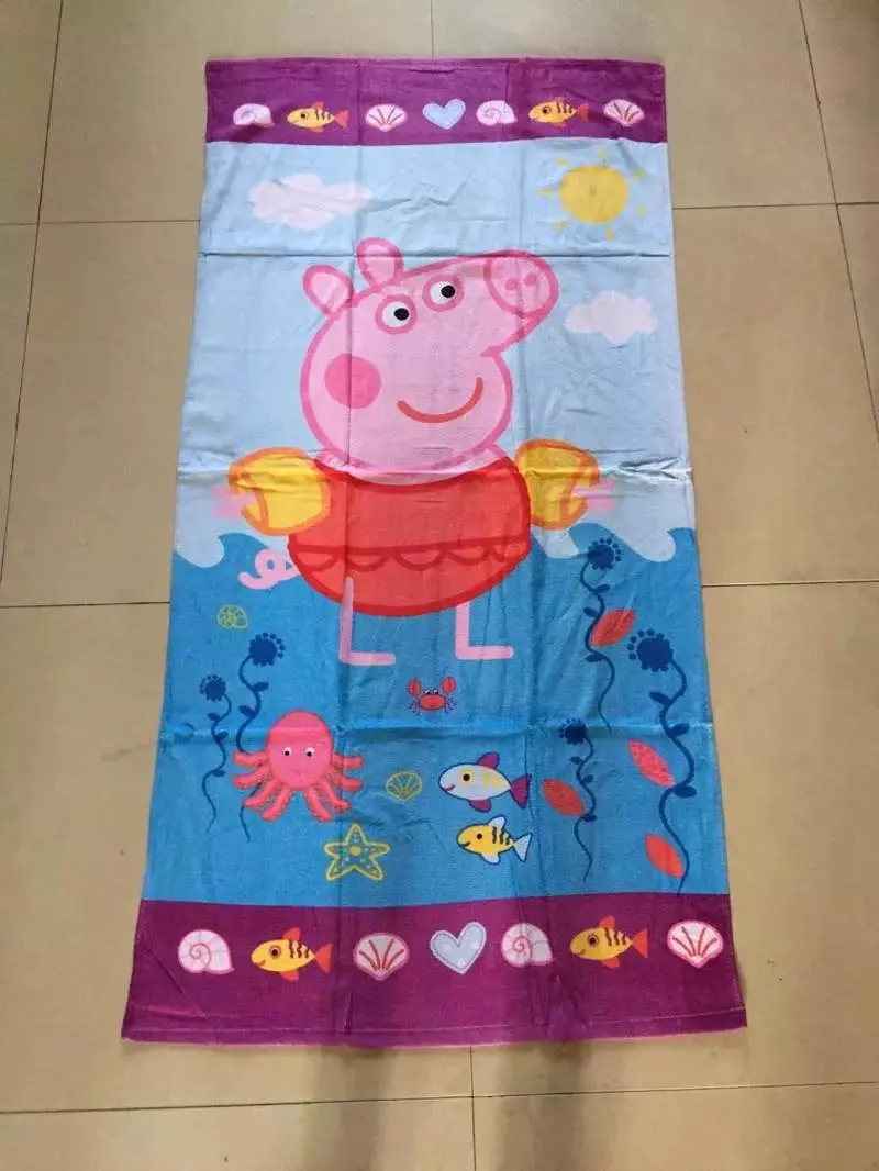 75*150cm Cartoon Purple Blue Pink PIG Towels baby bath towel Children