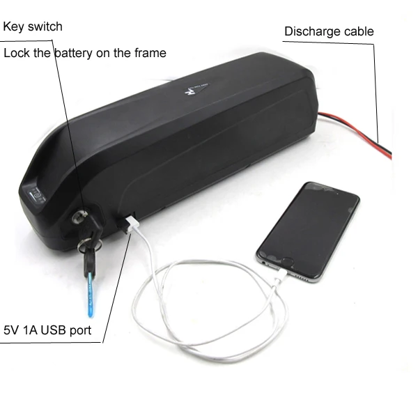 Downtube тип батареи 36 В 15ah литиевая батарея 36 вольт 500 Вт аккумулятор с USB для Хайлун электрический велосипед с зарядное устройство + bms