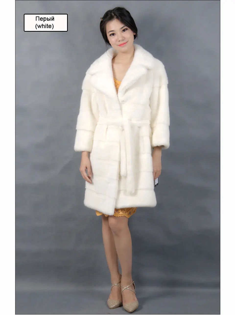 Flash Deal Genuine mink fur coat with  turn-down collar light color 100% natural mink fur coa t2019 8