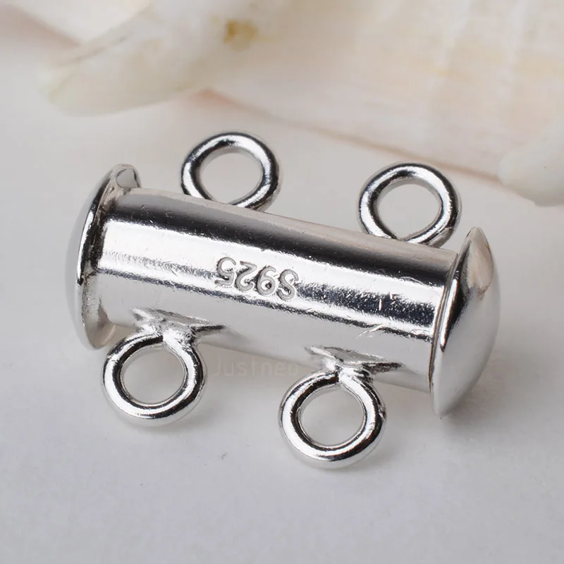 Solid 925 Sterling Silver Clasp 2 Strand Necklace Bracelet