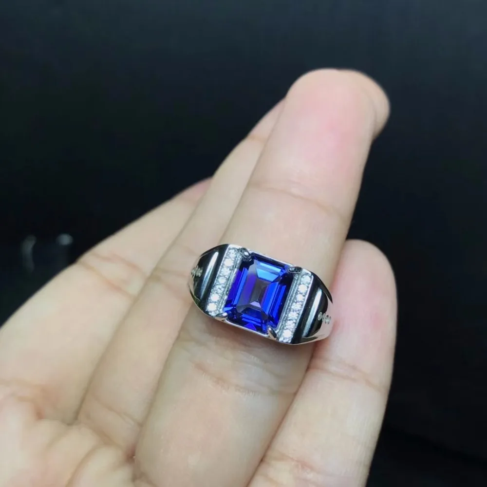 Королевское голубое топаз мужское кольцо 925 серебряное заказное кольцо размер Новое рекомендуемое простое кольцо