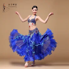 Pearl Performance Suits Stage Wear Belly Dancing Clothing Long Fly Skirts Women Chiffon Belly Dance Skirt WJ01123+Q01145