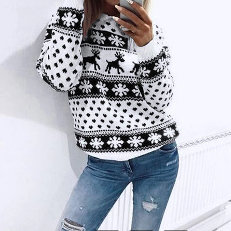 Women Lady Jumper Sweater Pullover Tops Coat harajuku Christmas Sweater Winter Womens Ladies Warm Brief Sweaters Clothing