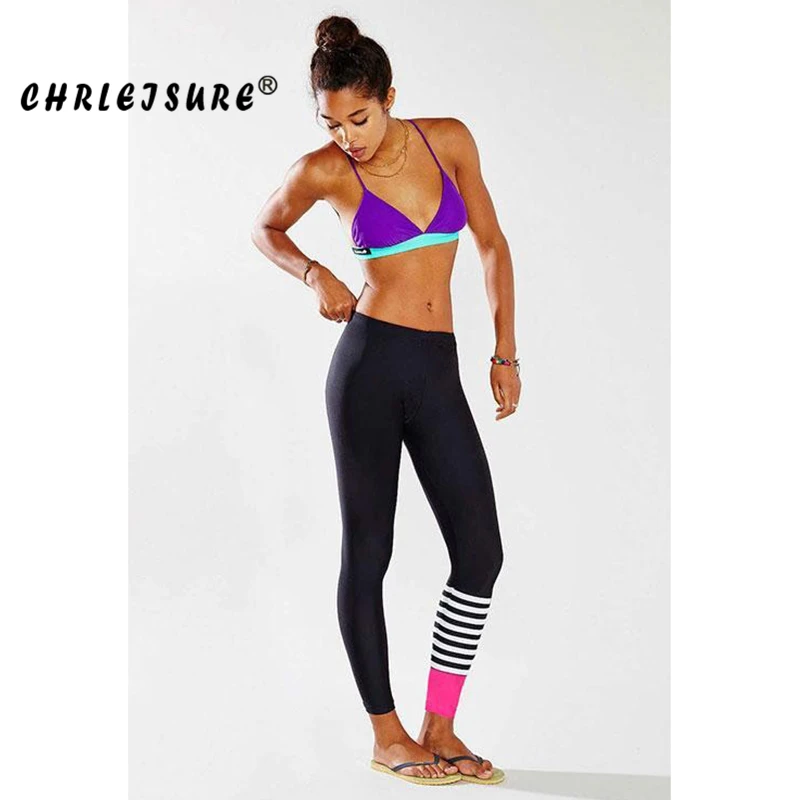 CHRLEISURE 2 أنماط المشارب طباعة طماق النساء اللون خليط تجريب Legins العصرية مرونة الشارع الشهير اللياقة البدنية طماق