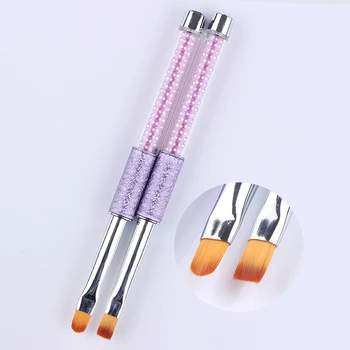 

1 Pc UV Gel Painting Pen Brush 8# Round/Flat Head Purple Rhinestone Handle Nail Art Tool