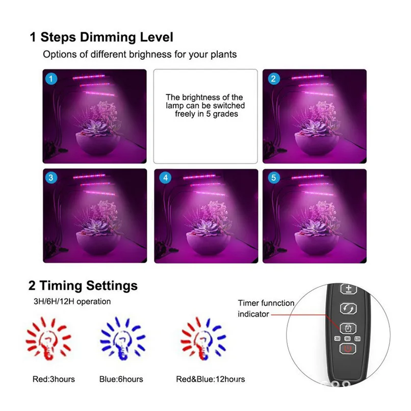 30W 60 LED Plant Grow Light Dual Head Clip On Lamp Full Spectrum for Hydroponics stipulate photosynthesis #4S10 (5)