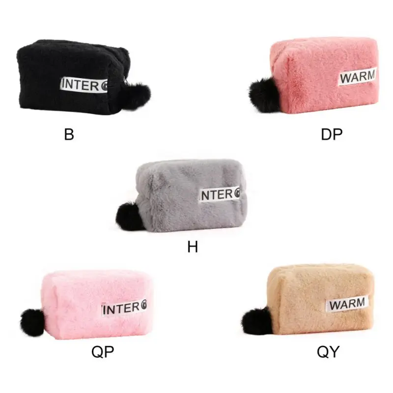 Furry Cosmetic Bag Korean Fashion Multifunctional Makeup Organizer with