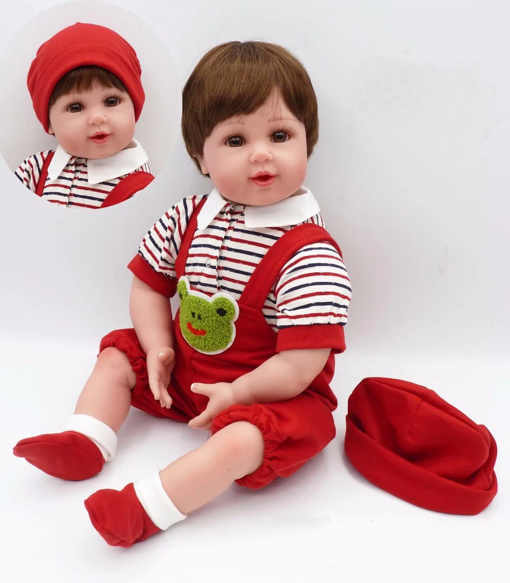

Pursue 20"/51 cm Red Clothes Red Hat Silicone Reborn Babies Toddler Fake Baby Doll Reborn Boy Doll Toys for Sale Interactive Toy
