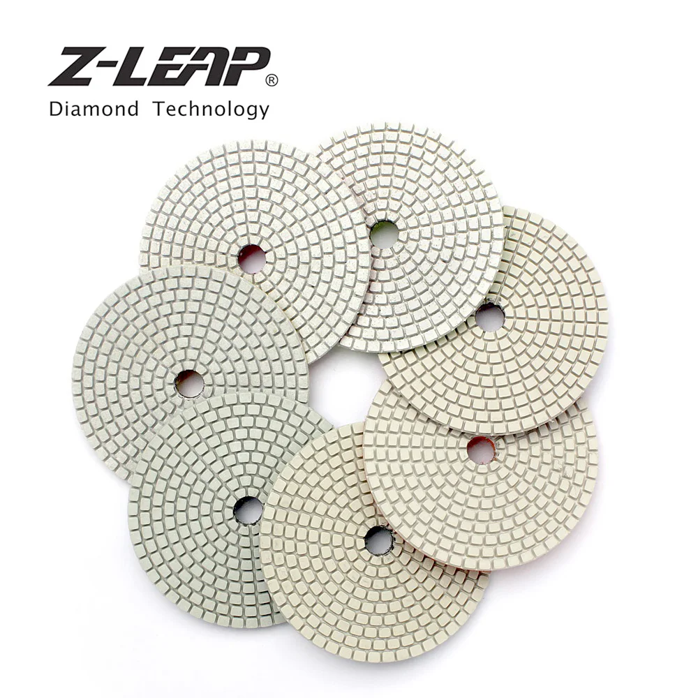 

Z-LEAP 4 Inch 7pcs White Diamond Polishing Wheels For Granite Marble Concrete Wet Use Polishing Tool Abrasive Disk