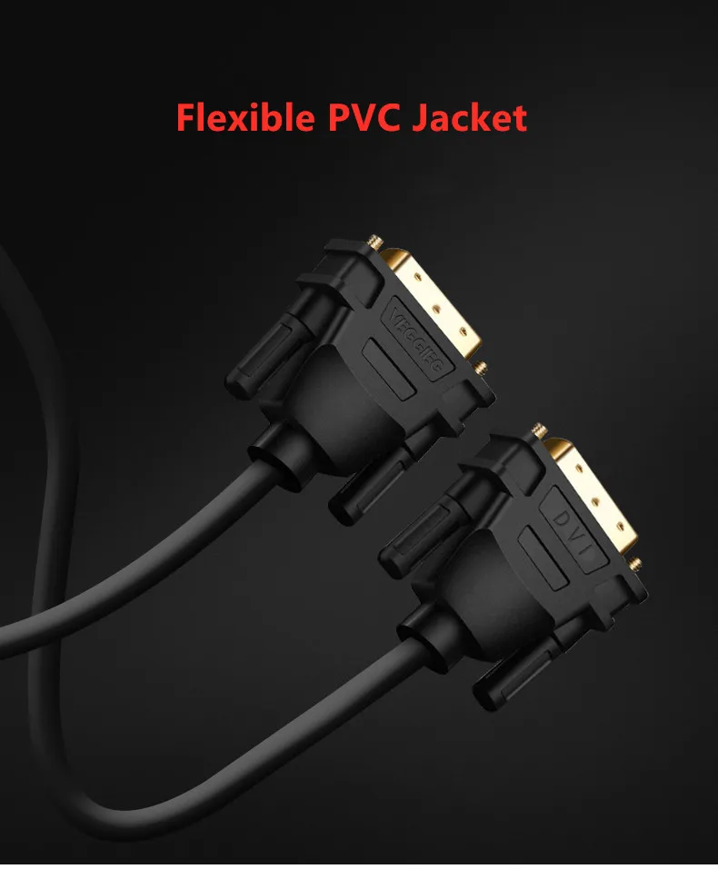 DVI кабель Veggieg DVI штекер-Штекер кабель DVI-D 24+ 1 штекер позолоченный 1 м 2 м 3 м 5 м для проектора монитор двухканальный кабель