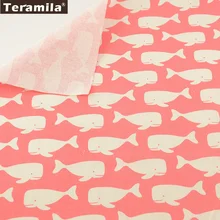Bag Curtain Cushion Pillow Zakka Pink Fish Print TERAMILA Home Textile Cotton Linen Fabric Sewing Material Tissu Tablecloth