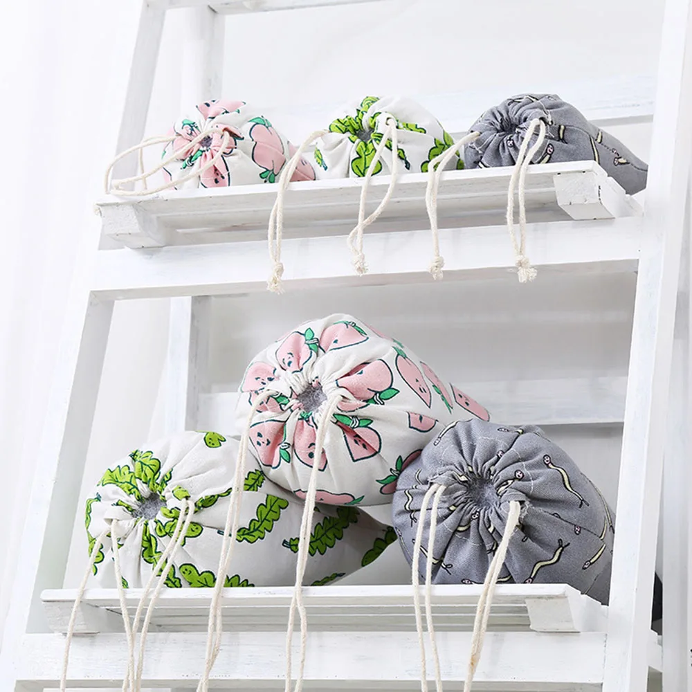 Sqinans نسيج القطن الرباط حمل حقيبة التخزين المحمولة المنظم حقيبة السفر لل داخلية اللعب تخزين حقيبة منظم