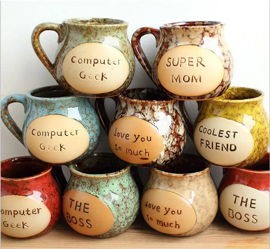 

New Fashion Shape Ceramic Mug Carved High Quality Drinking Coffee Cup Vintage Milk Cup Mix Design
