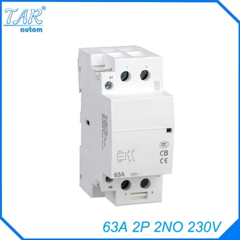 

Free shipping high quality 63A AC 220v 230v 50/60Hz 63A 2NO 2-pole household mini DIN Rail modular AC contactor