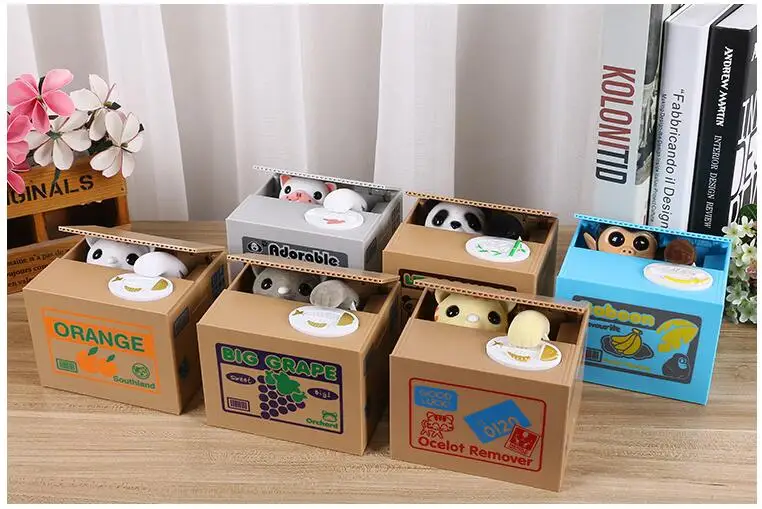 

Cartoon cat Steal Coin Money Box Gift Cartoon animal Saving Banks Automatic storage of coins Piggy Bank